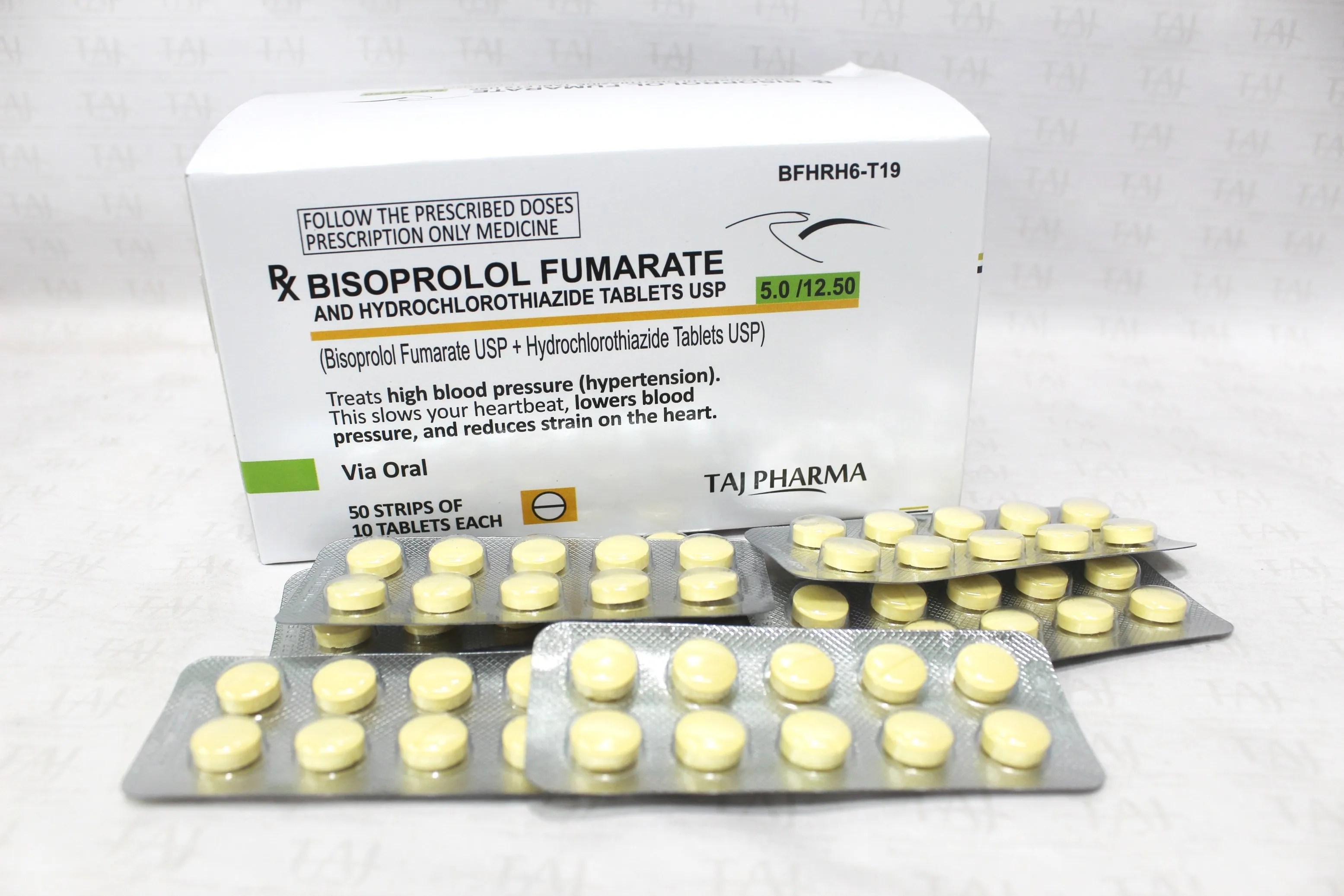 Bisoprolol Fumarate and Hydrochlorthiazide Tablets USP 5mg/12.5mg Taj