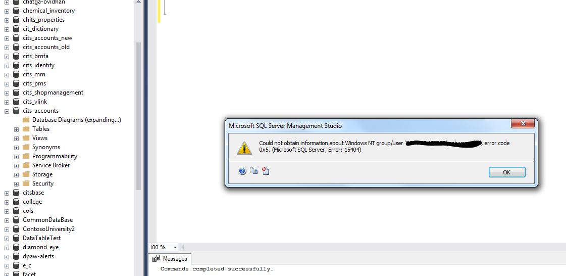 Creating database diagram in MS SQL server and getting authorisation