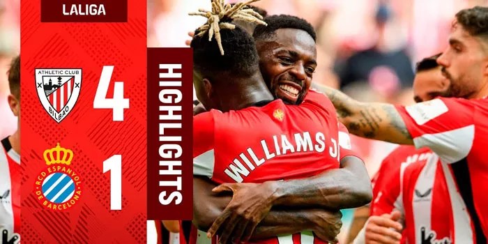 Athletic Club Dominasi Laga Meraih Kemenangan 4-1 Atas Espanyol