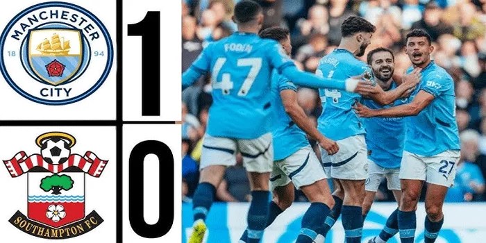 Manchester City Pertahankan Dominasi Kemenangan Tipis 1-0 atas Southampton​