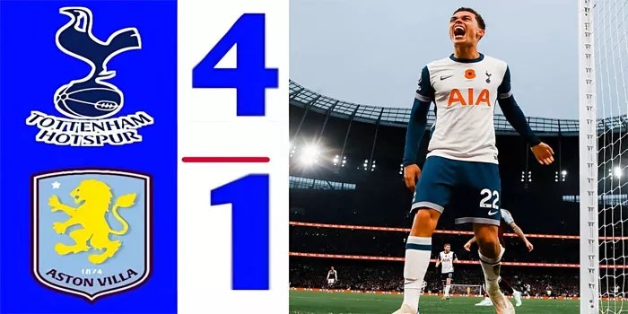 Liga Inggris – Hasil Pertandingan Tottenham Hotspur 4-1 Aston Villa, 3 November 2024