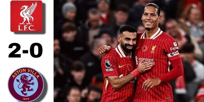 Hasil Liverpool vs Aston Villa – Skor 2-0