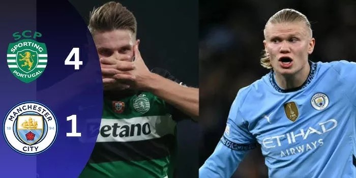Man City Mengalami Kekalahan, Sporting Menang Besar 4-1