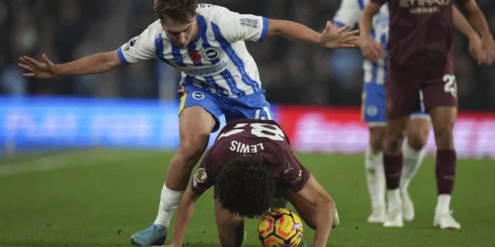 Pertandingan Brighton vs Manchester City Skor 2-1