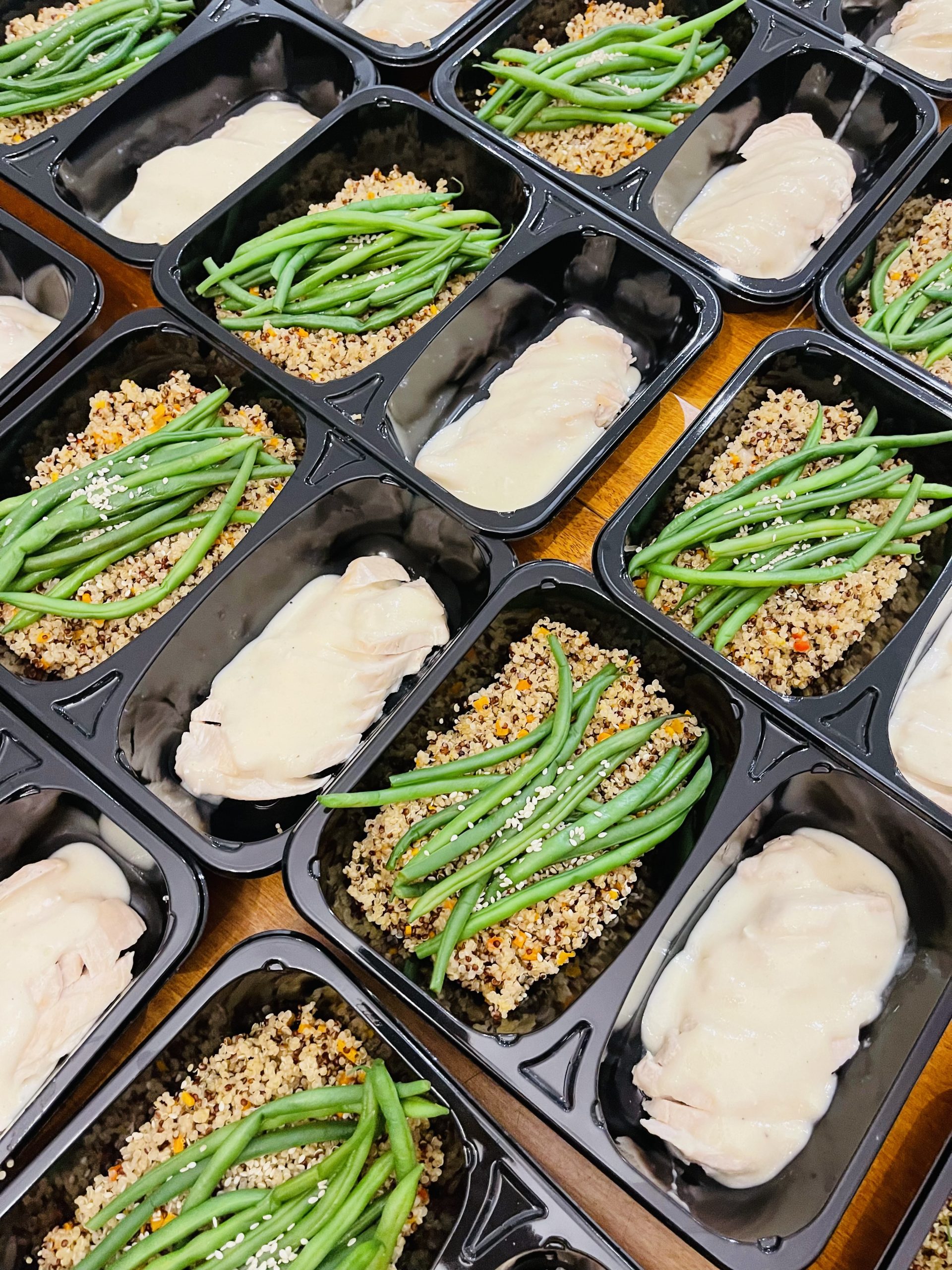 Pineapple Coconut Chicken, Steamed Green Beans, Quinoa Pilaf Thyme 2 Eat