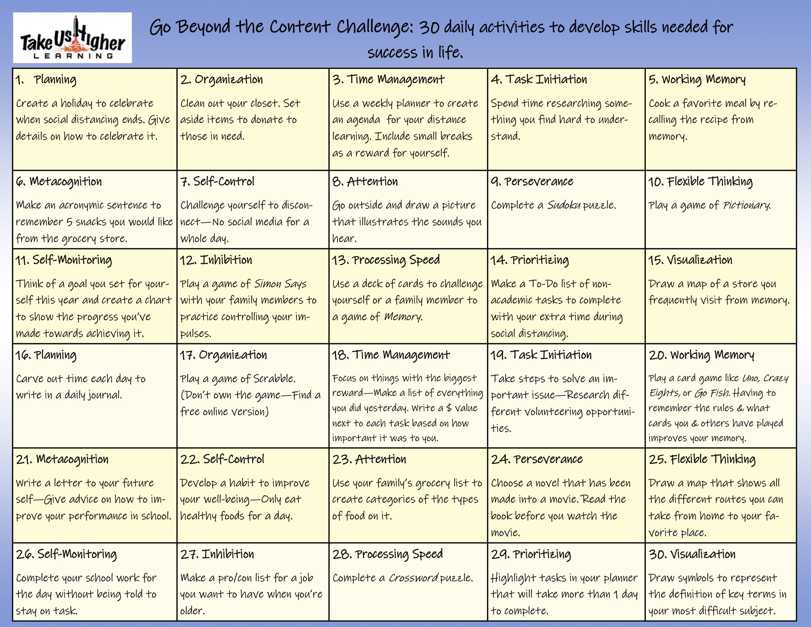 Resource Library Take Us Higher Learning