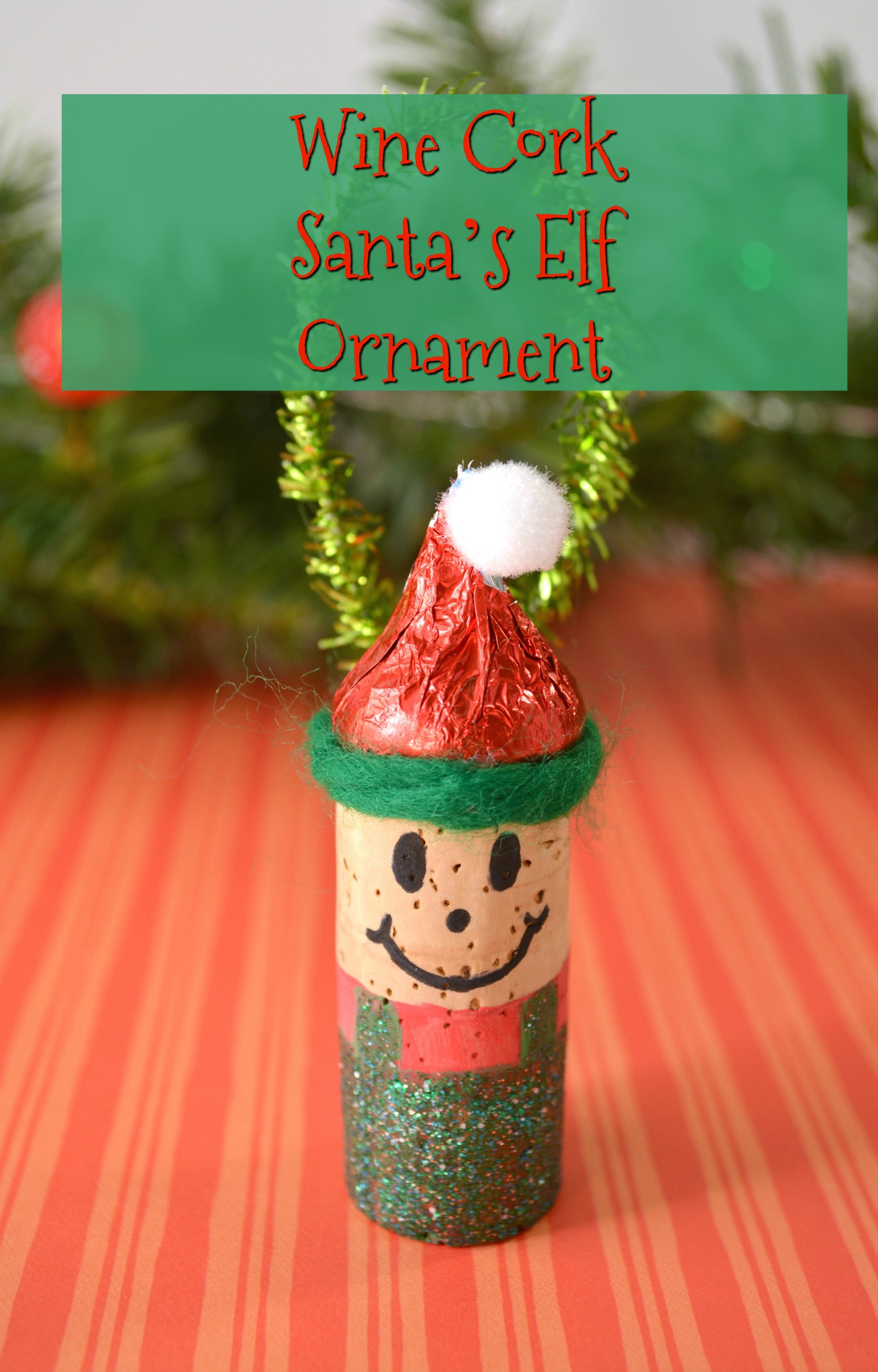 Santa Christmas 2024 Cork Wine Cork Santa’s Elf Ornament