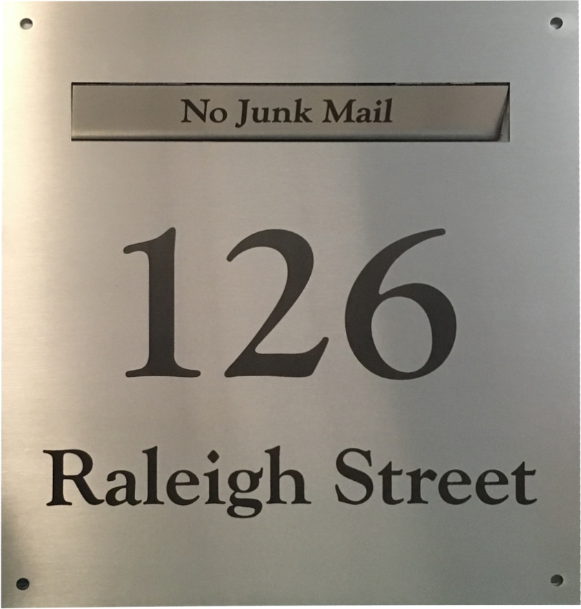 Laser Etched Letterbox Signs Marine Grade Stainless Steel