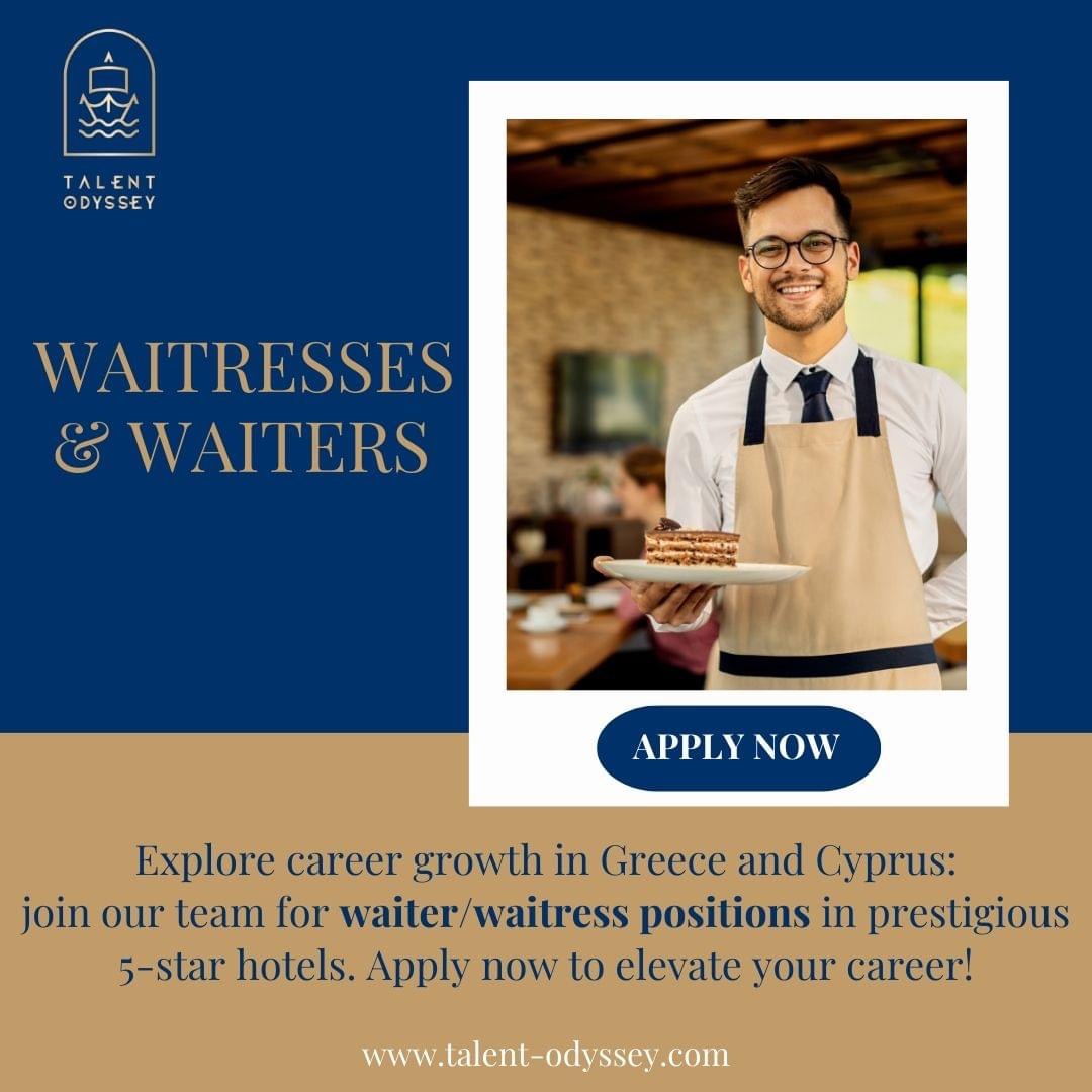 Job opportunities for waiter/waitress positions at 5star hotels in