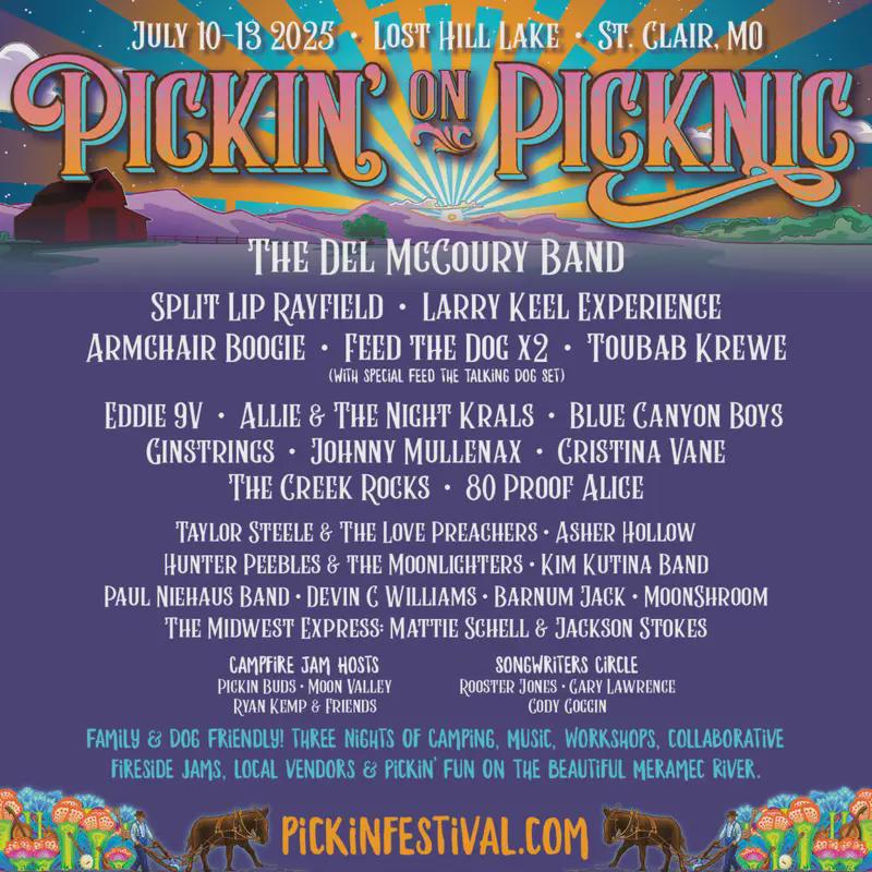 Pickin In The Pasture 2025 Lineup Announced Lineup for Pickin' on Picnic 2025