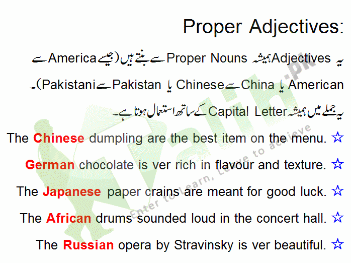 Proper, Numeral And Possessive Adjective Definition, Examples In Urdu