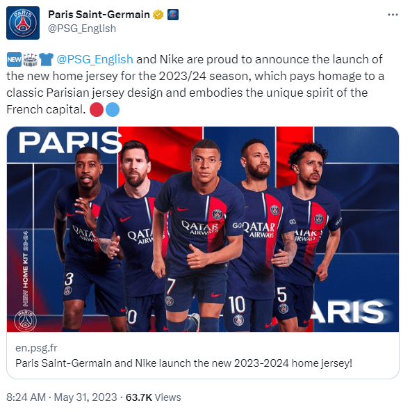 Lionel Messi and Neymar feature in Paris SaintGermain 2023/24 kit