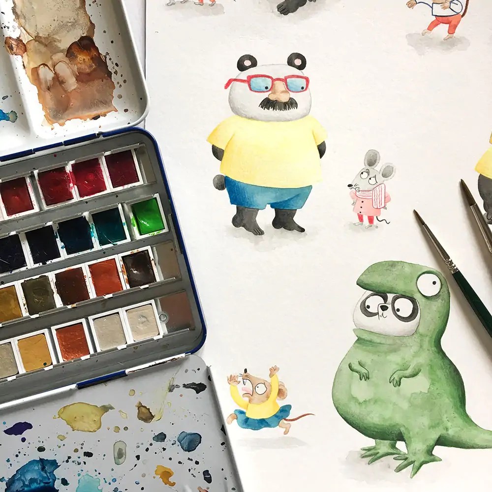 Motivos en acuarela de la ilustradora Mar Villar