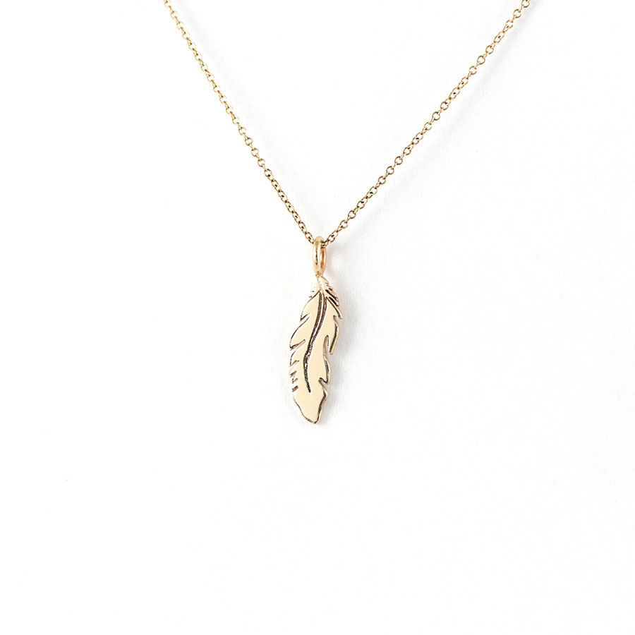 Feather Pendant in Solid Gold Talu RocknGold