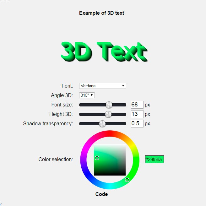 CSS 3D text online generator for free