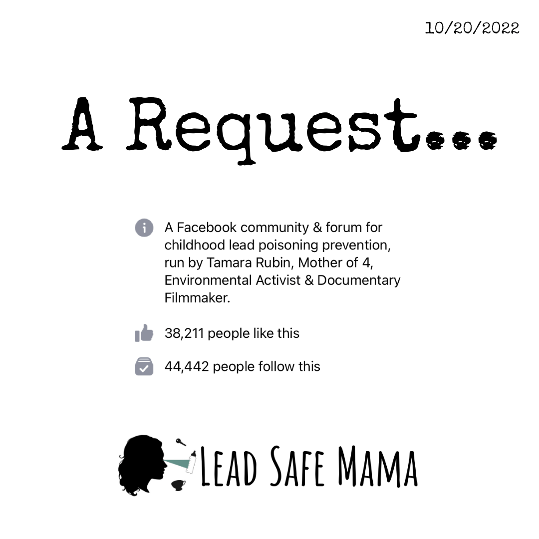 A Request for National Lead Poisoning Prevention Week 2022 NLPPW2022