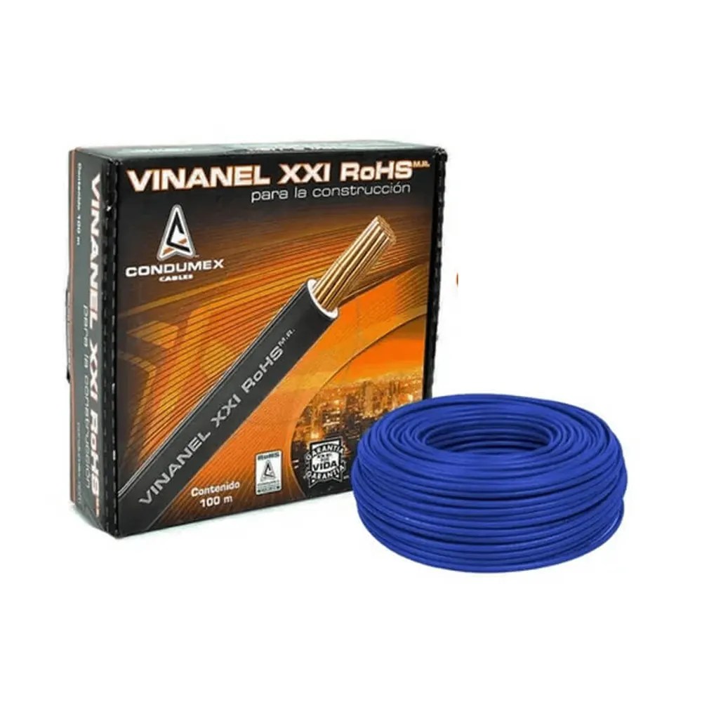 Caja de cable calibre 16 THW vinanel XXI 600V Antillama Azul Condumex