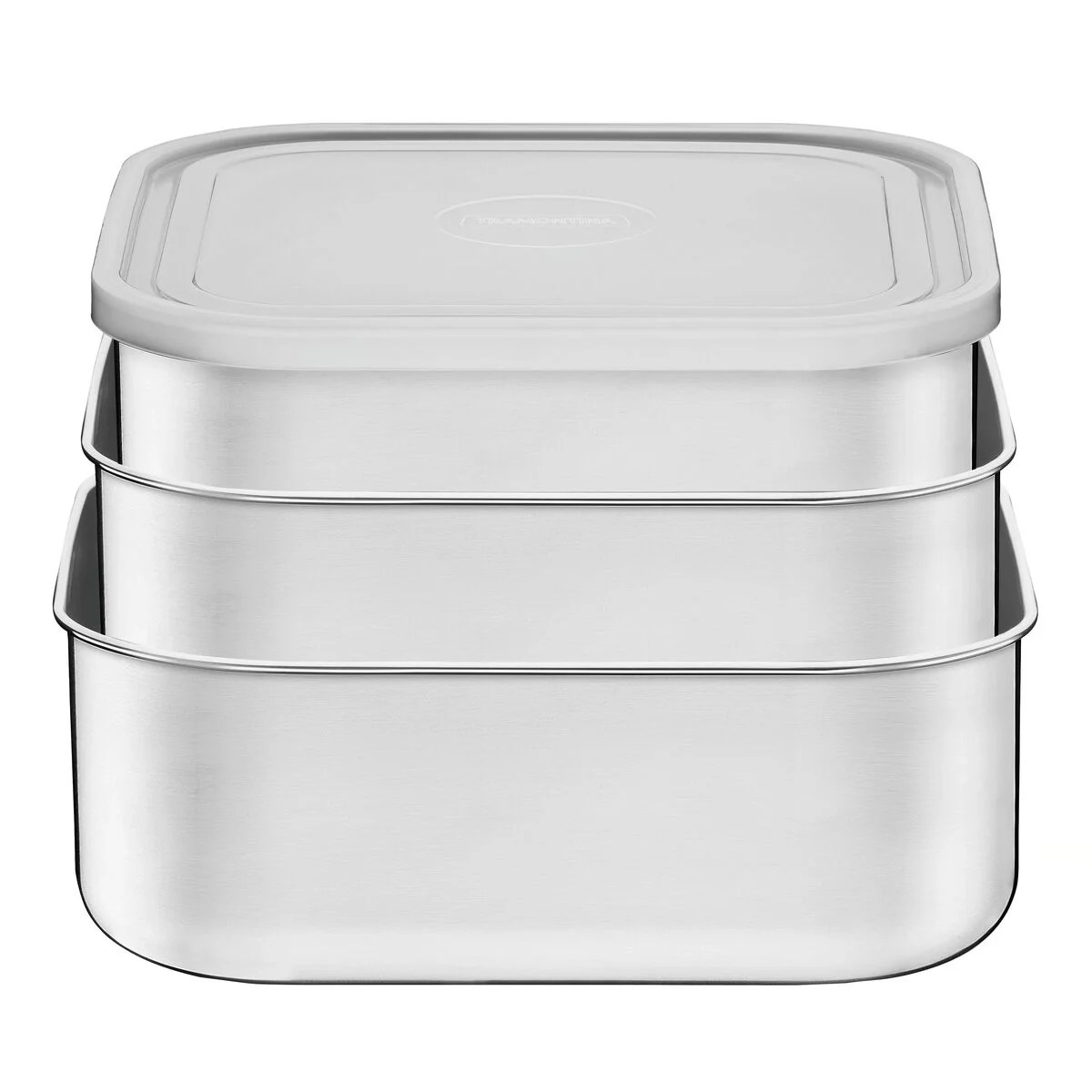 Tramontina Freezinox square stainless steel container set with plastic lid