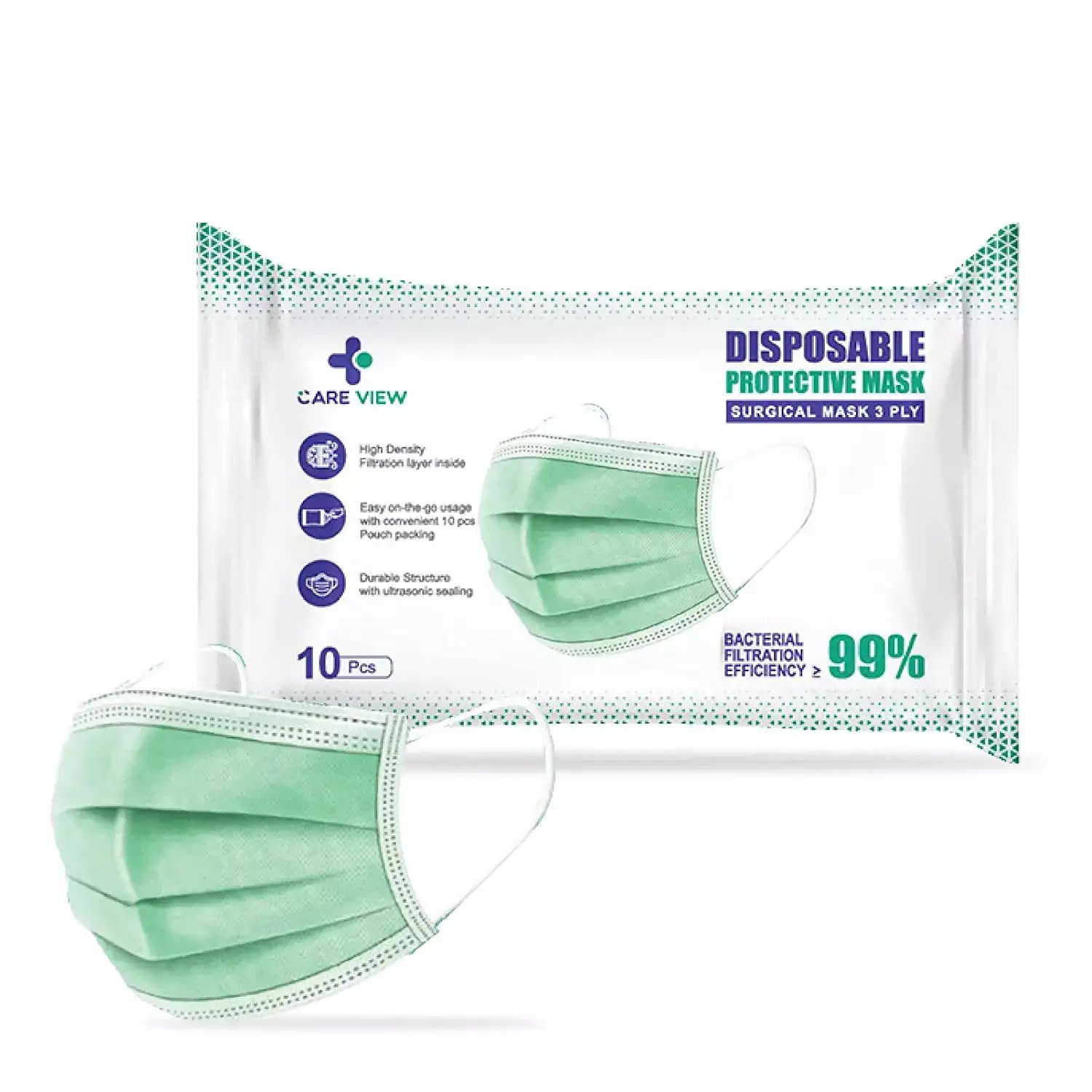 Careview 3 Ply Disposable Surgical Face Mask Pouch