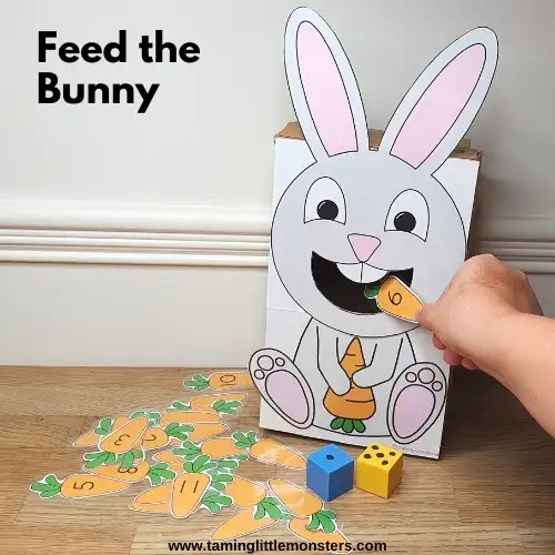 Feed the Bunny Easy Fine Motor Activity for Easter Taming Little