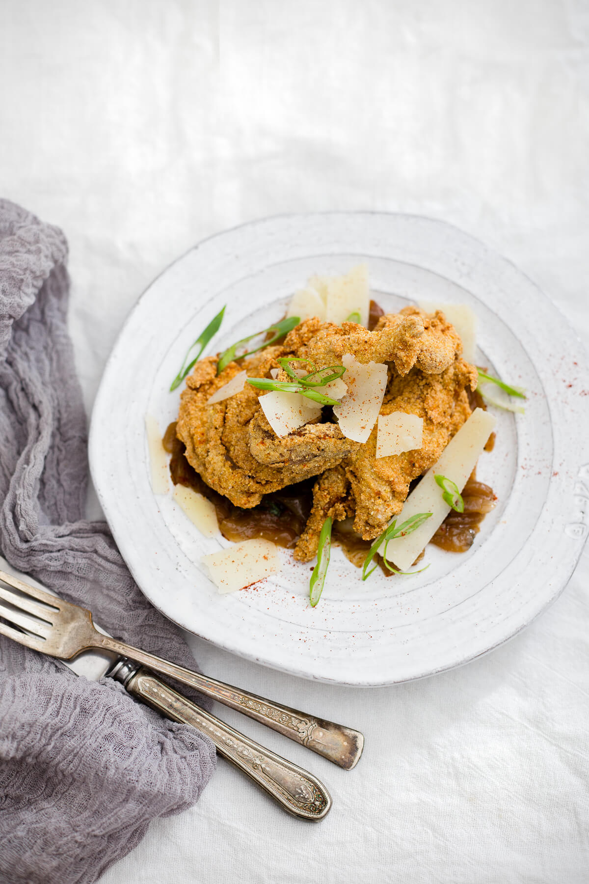 Fried Quail with Caramelized Onions and Parmesan + Dinner with Little
