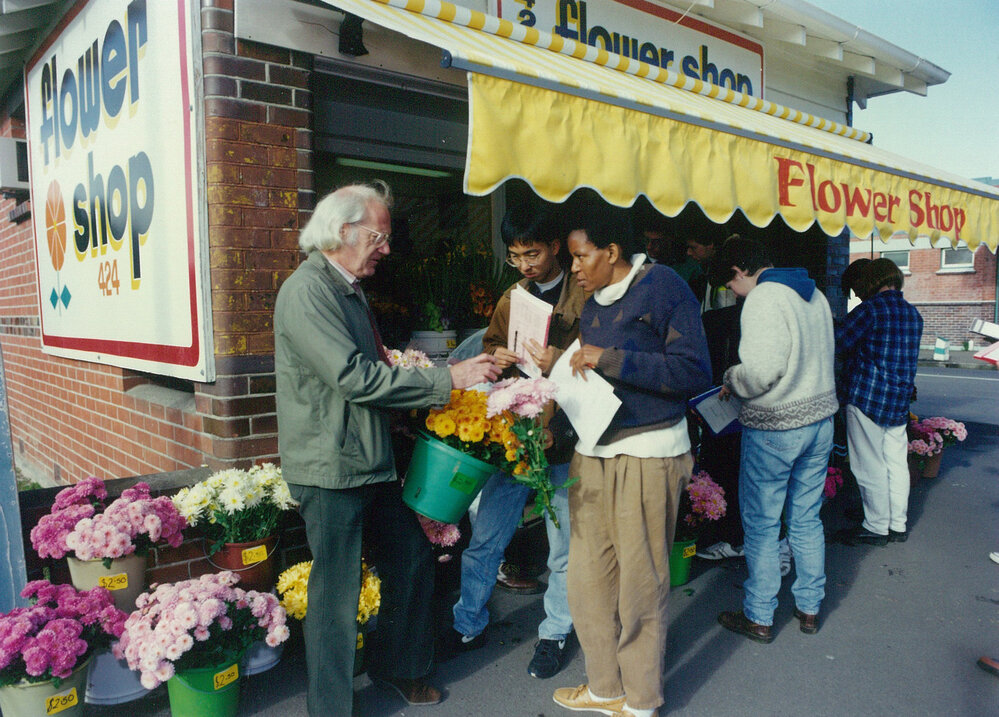 Horticulture students at florist shop, Palmerston North, 1993 Massey