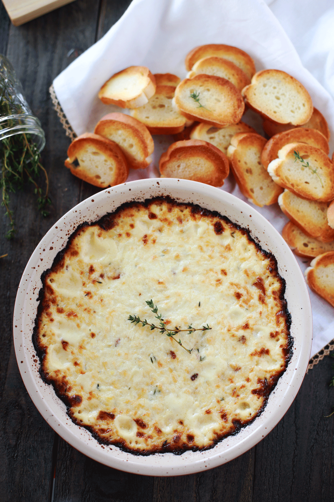 Melted Onions, Thyme, and Bacon Gruyere Cheese Dip Tangled with Taste