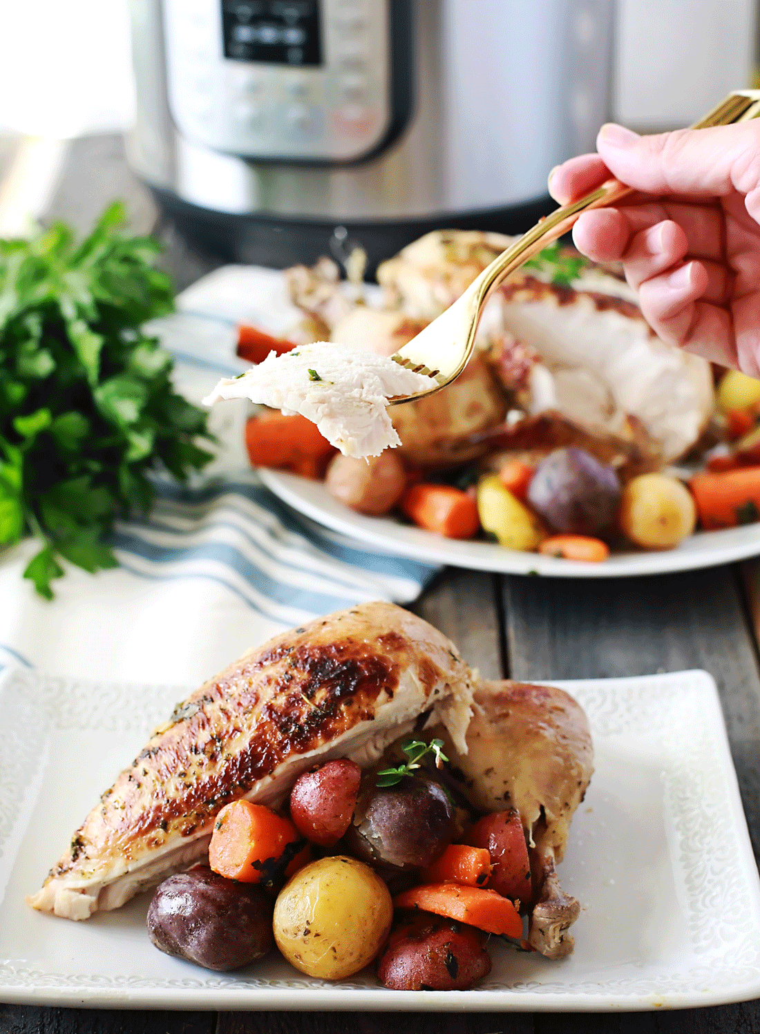 InstantPot Roasted Chicken "Green Salt Chicken" Tangled with Taste