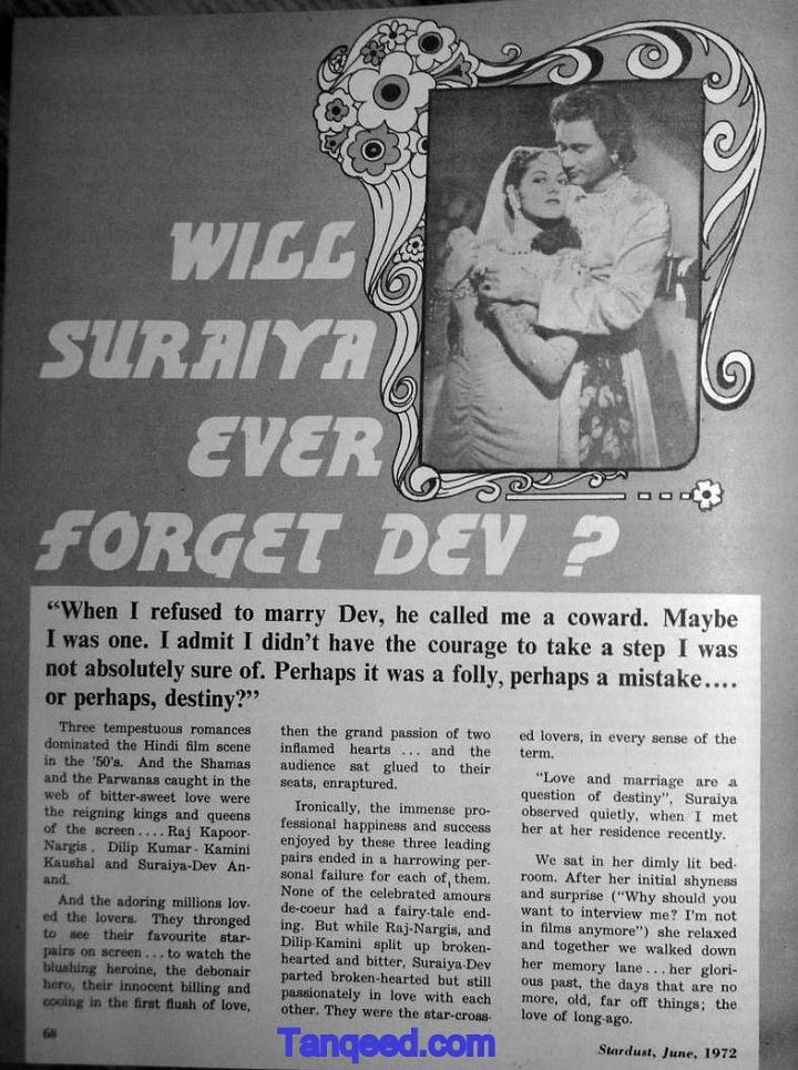 Blast from the Past Suraiya’s Interview about Dev Anand Tanqeed