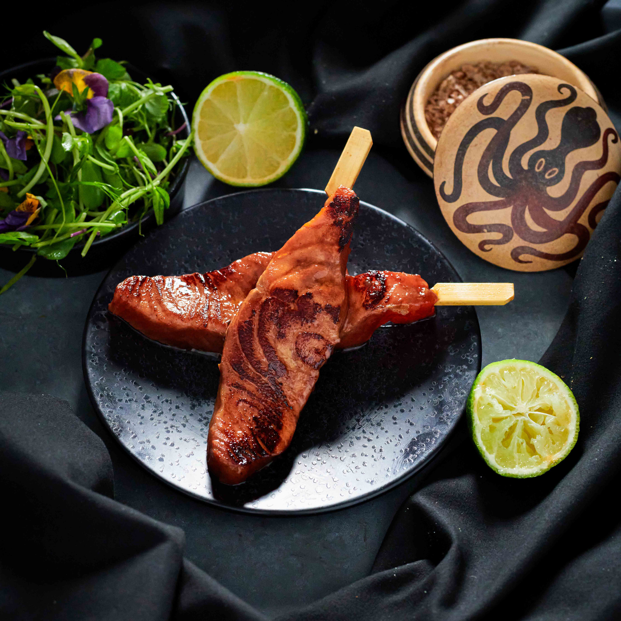 Seared Salmon Cutlets in Chilli Jam & Soy Sauce (2 Cutlets) Tapas