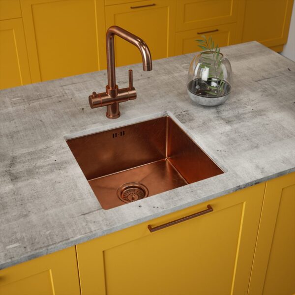 Sauben Single Bowl Inset/Undermount Brushed Copper Stainless Steel