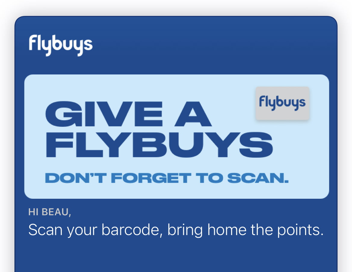 flybuys in Apple Wallet officially! Tap Down Under