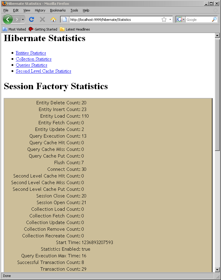 Hibernate Statistics Apache Tapestry
