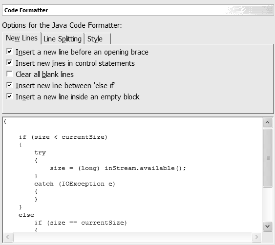 Java Code Formatting