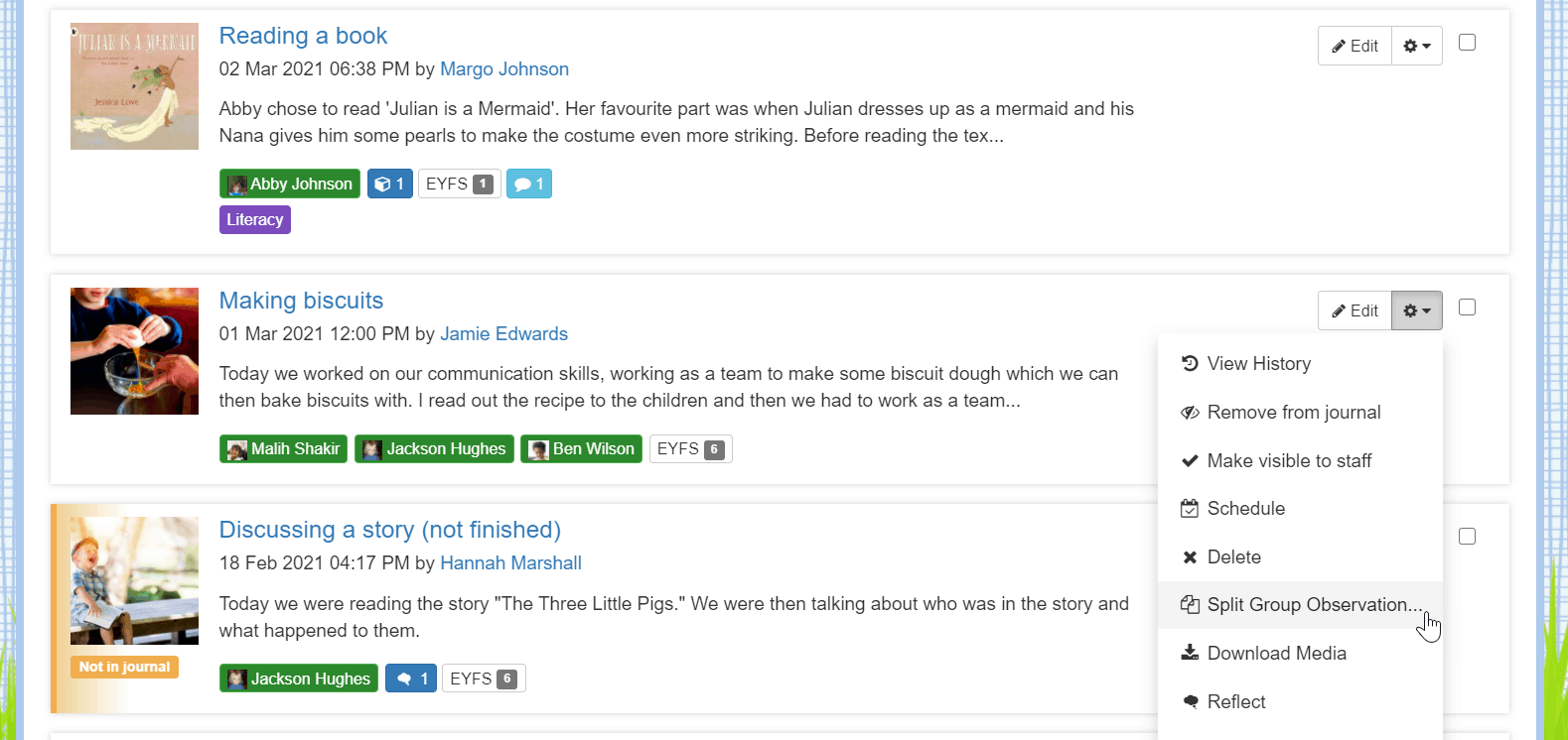 Record Observations Tapestry