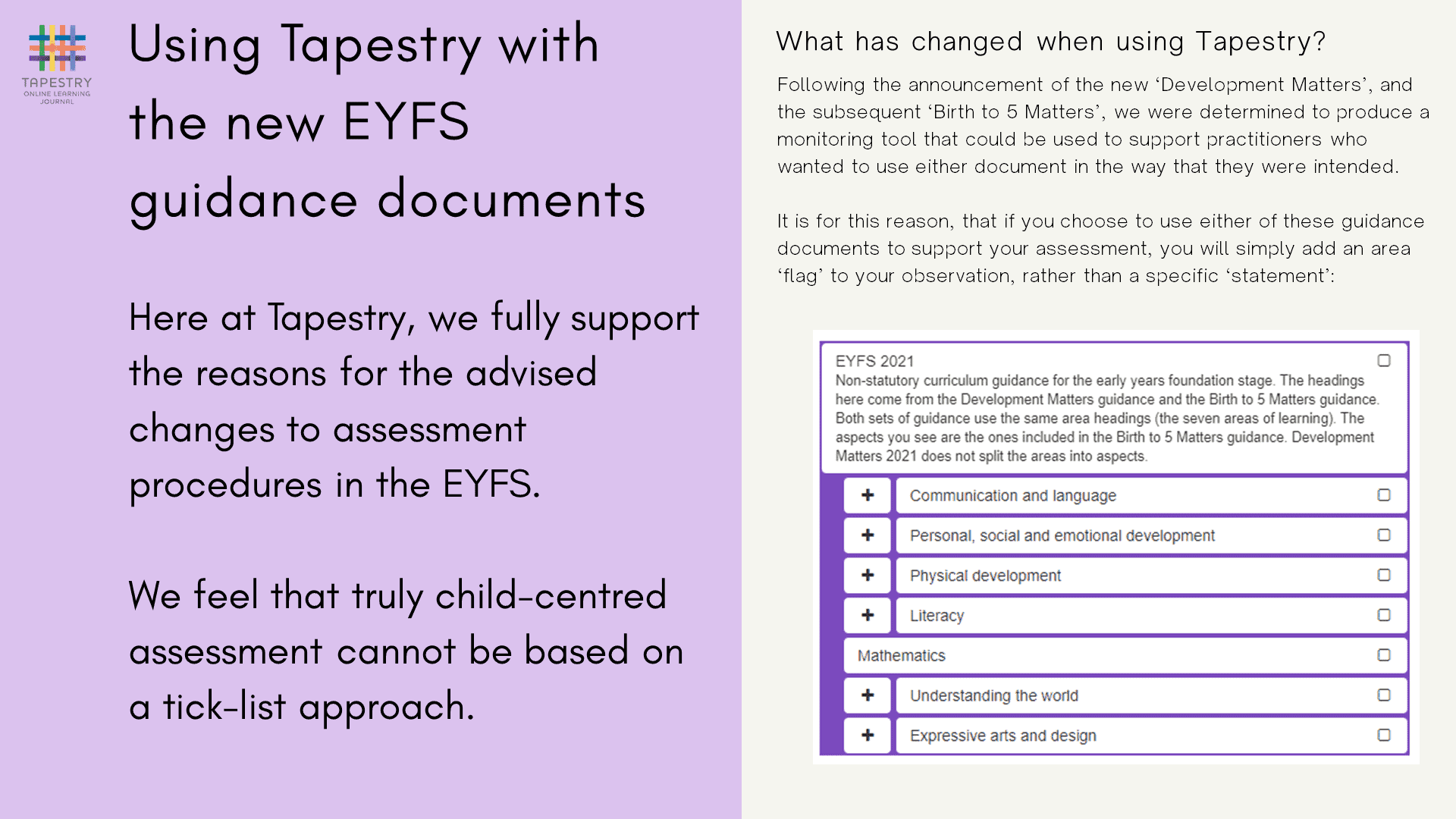 EYFS 2021 with Tapestry Tapestry UK
