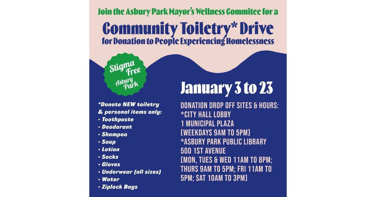 Asbury Park Mayor’s Wellness Committee collecting toiletry items to