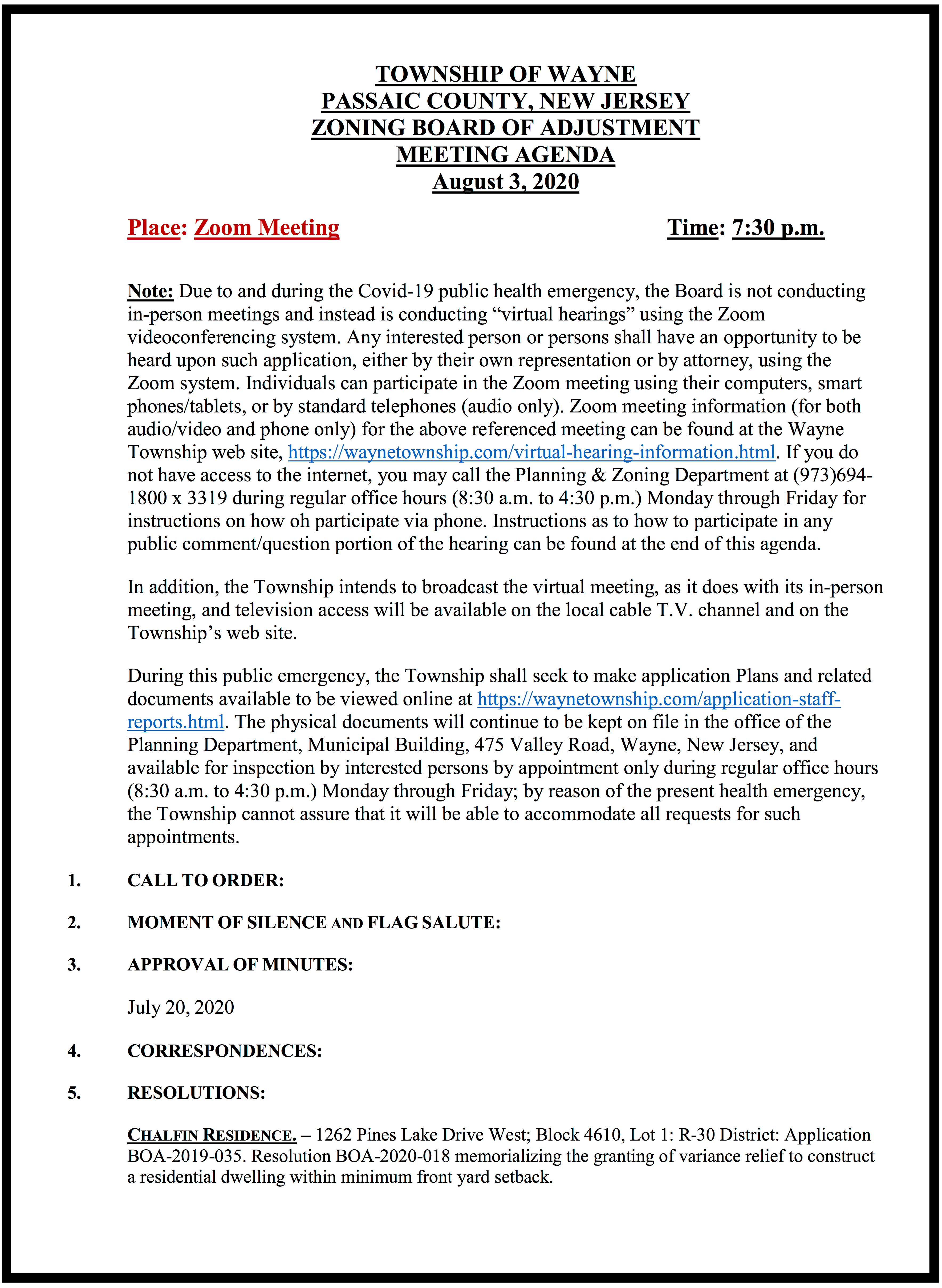 Special Aug 3 Zoning Board Meeting Announcement and Agenda TAPinto