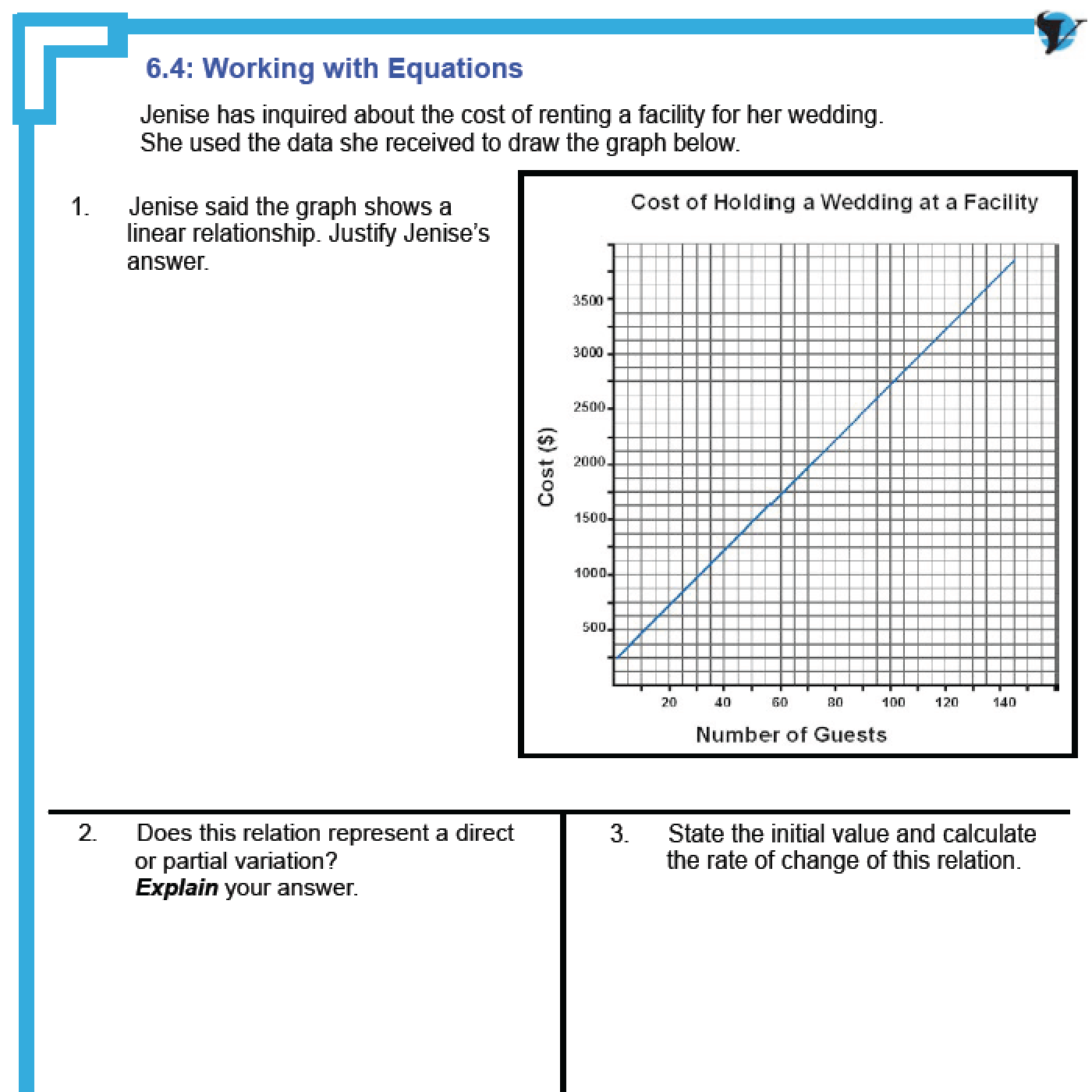 6.3 Mathematical Models/Multiple Representations of Linear Relations