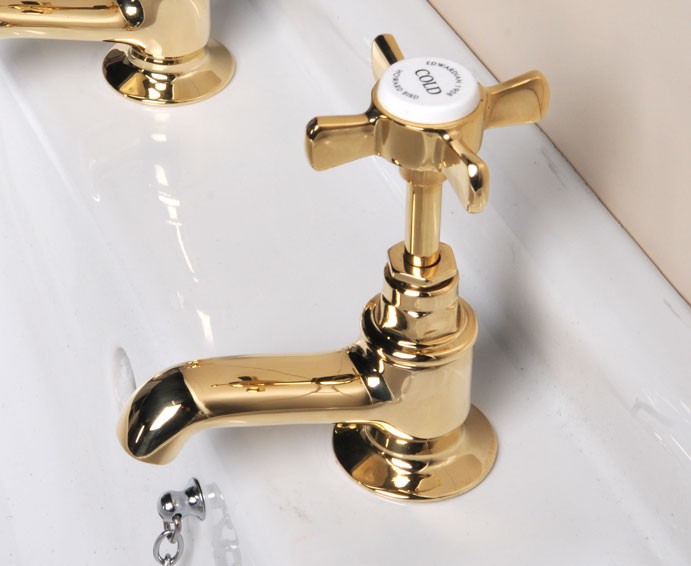 Polished brass basin taps (restored)