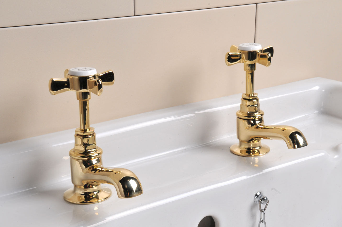 Polished brass basin taps (restored)