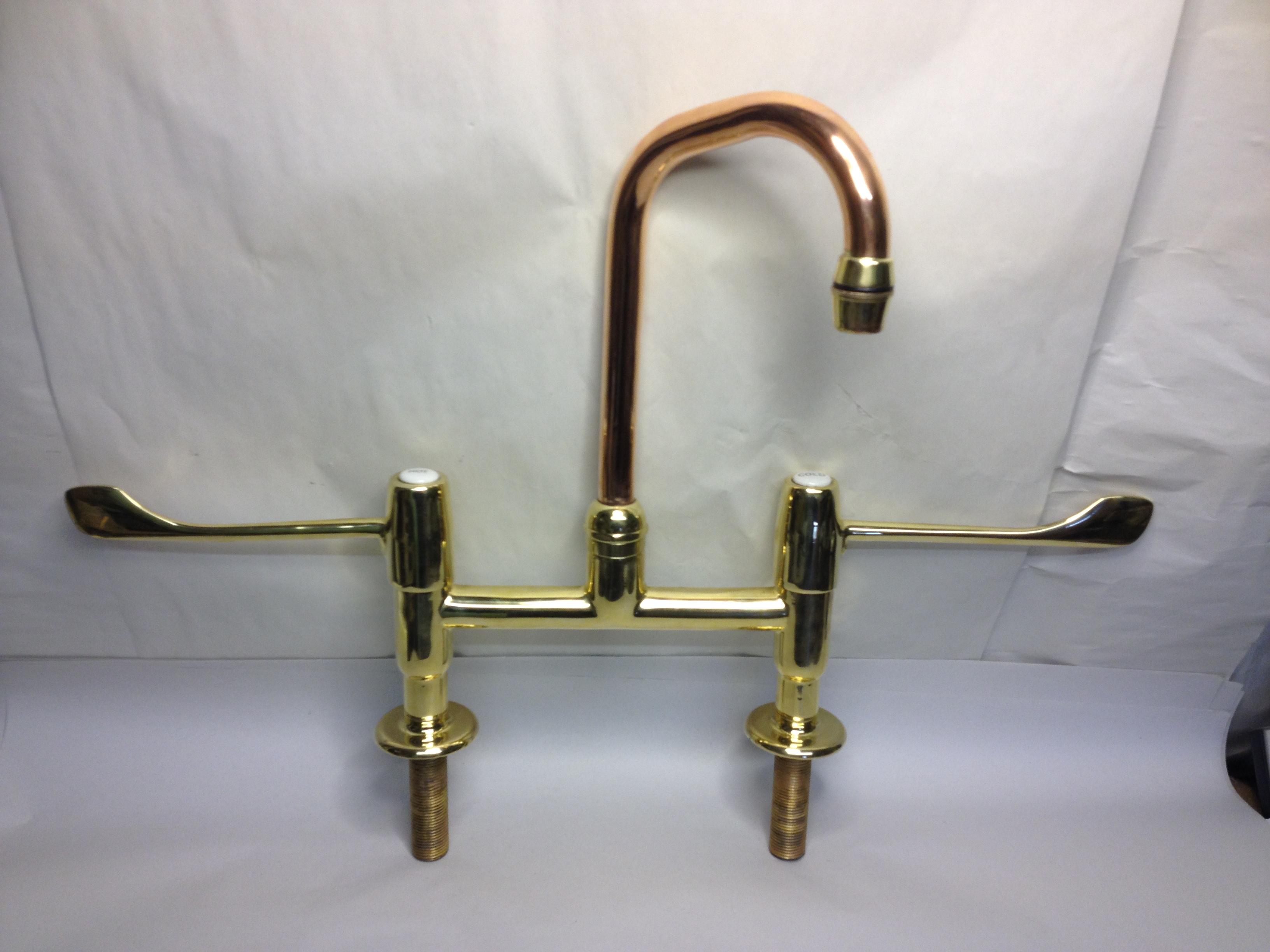 Polished brass Hospital lever taps