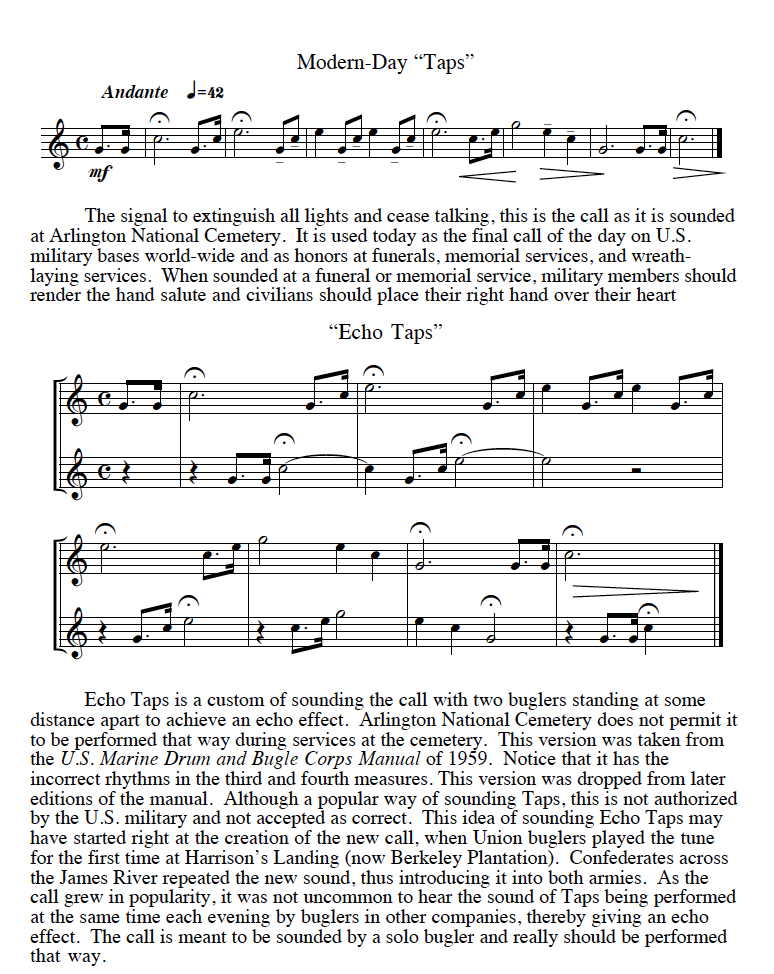 Sheet Music For Taps On Trumpet Lyrics Or Words To Taps Taps Bugler