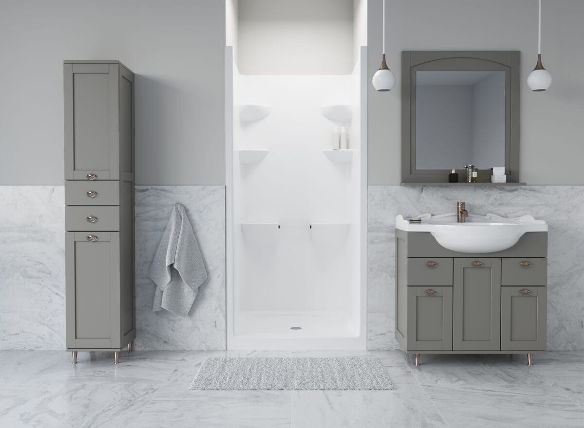 Mirolin Melrose™ 3 One Piece Shower Stall White 36″