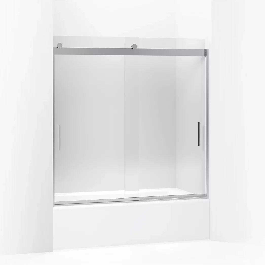KOHLER Levity® Plus Frameless sliding bath door, 619/16" H x 565/8 595/8" W, with 5/16