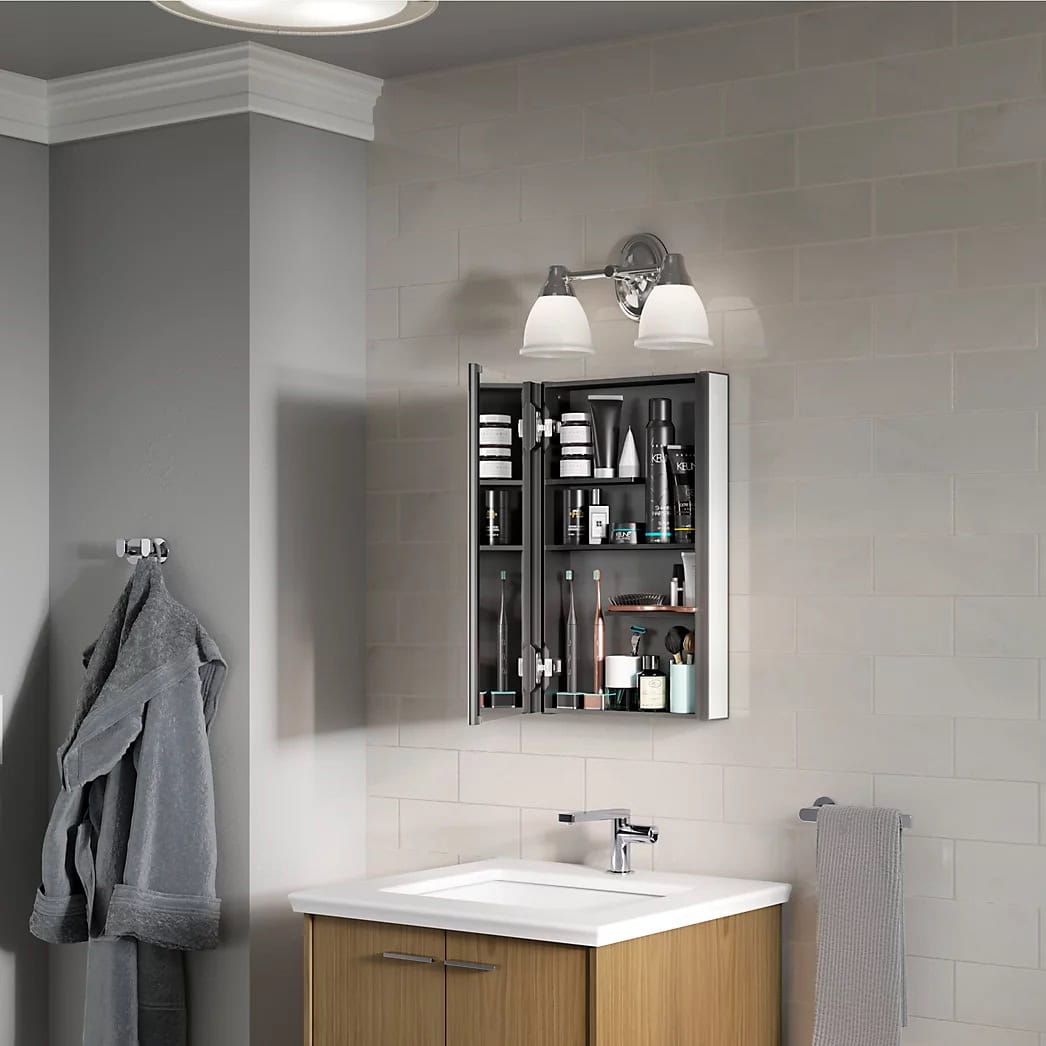 KOHLER Catalan® 15" W x 361/8" H aluminum singledoor medicine with 107 degree hinge