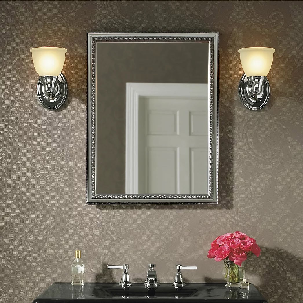 KOHLER 20" W x 26" H aluminum singledoor medicine with decorative silver framed