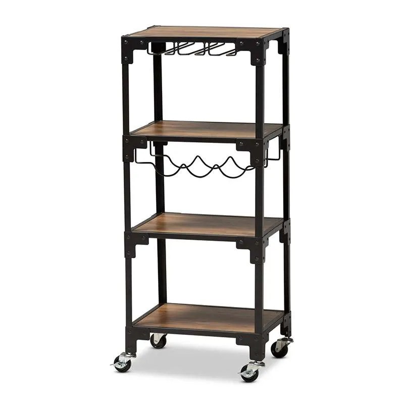 Victor Industrial Walnut Wine Cart Tara Laurent Home