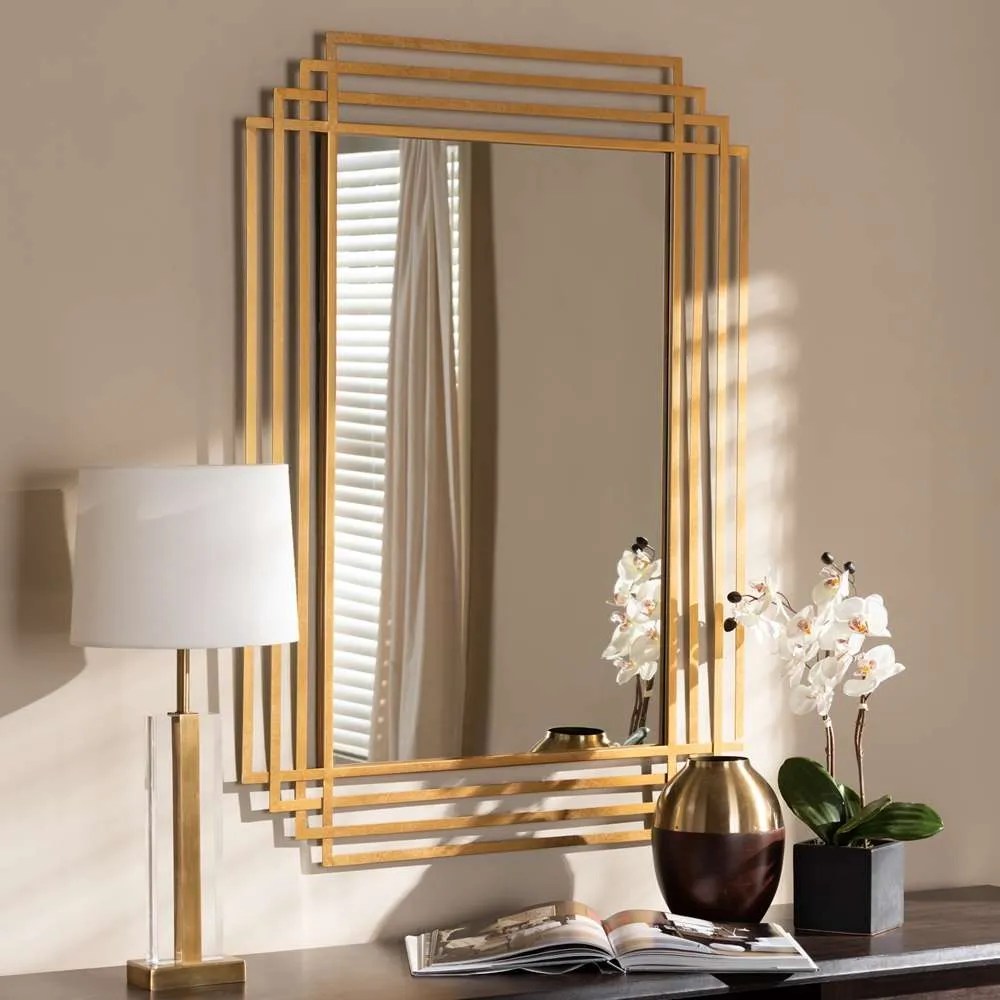 Kalinda Art Deco Antique Gold Accent Mirror Tara Laurent Home