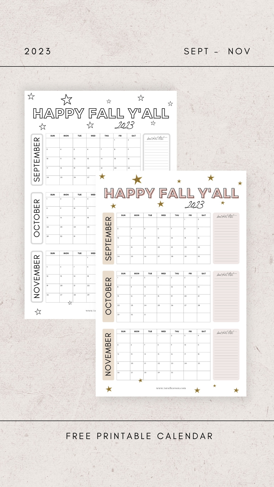 2023 Fall Calendar - Free Printable – Tara Thueson